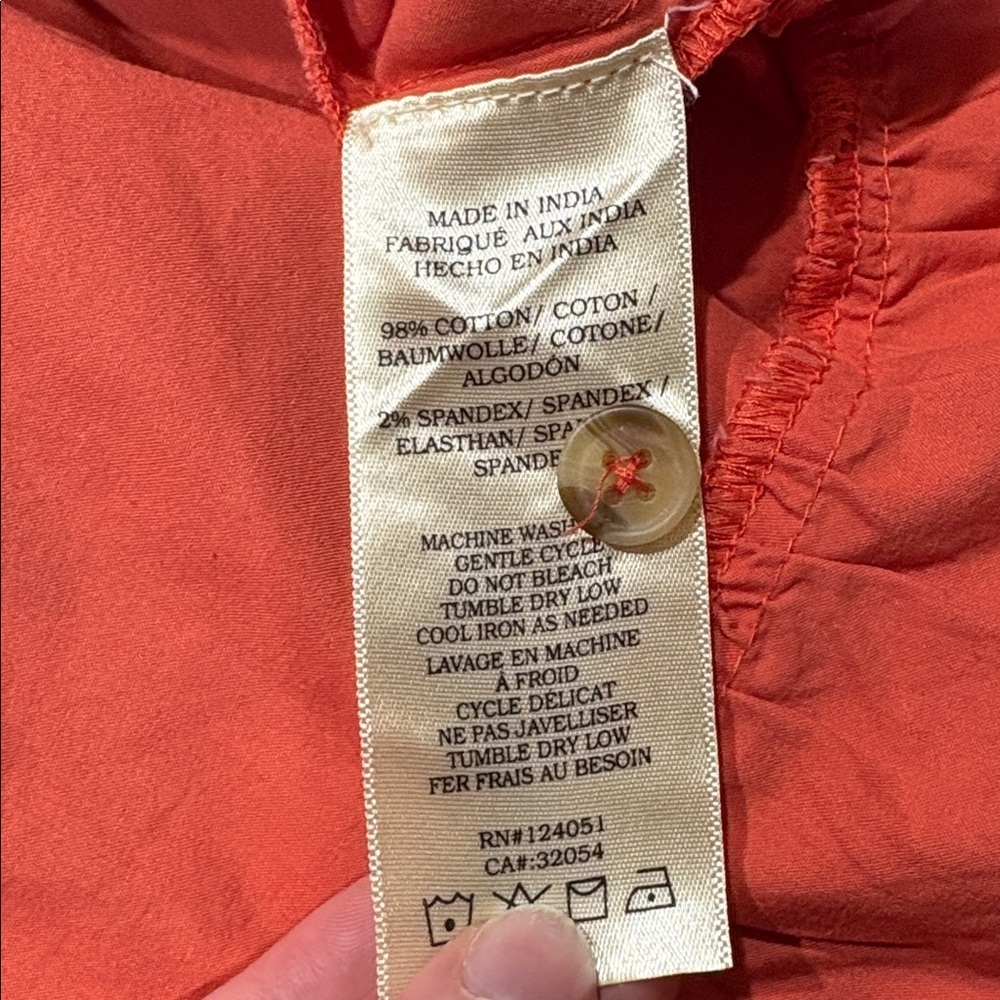 Anthropologie Porridge Orange Tiered Button Front Shirt - Picture 8 of 8